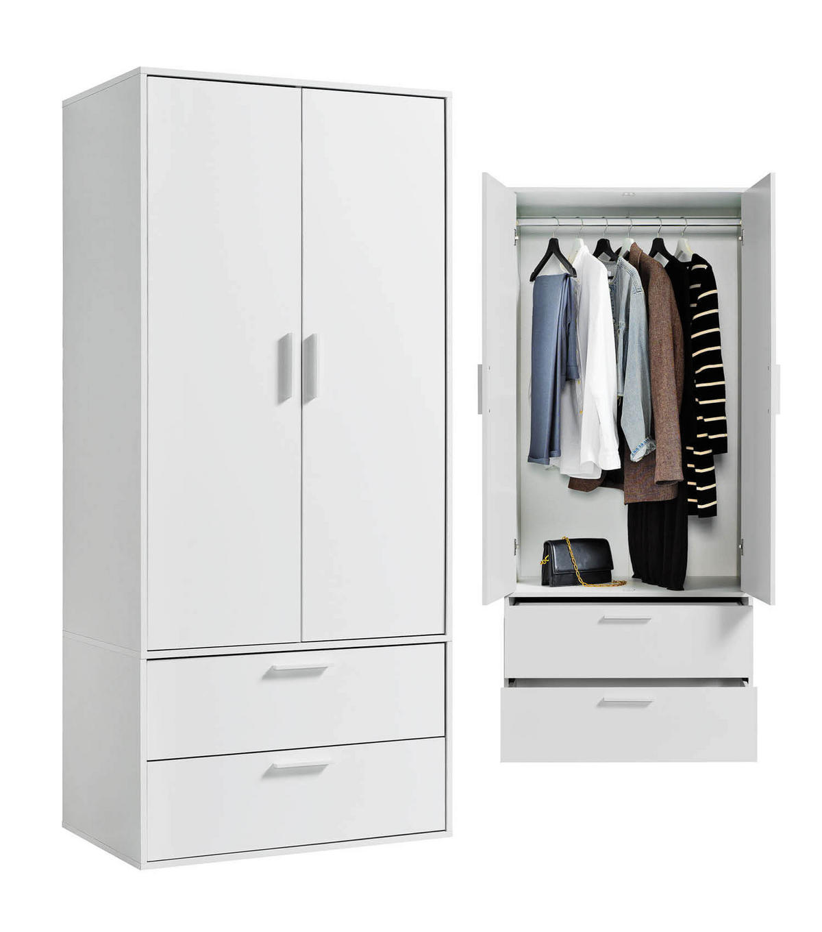 KLEIDERSCHRANK Der Kleiderheld - Weiß, Holzwerkstoff (80/180/51cm) - Mokebo