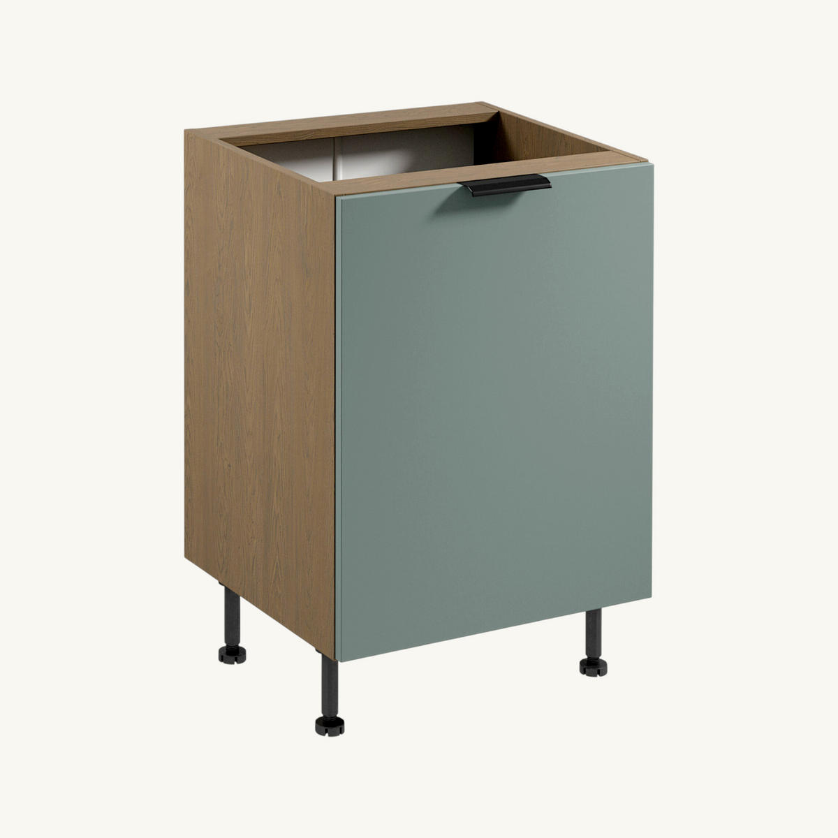 KÜCHENZEILE 240 cm Livaro – KU-S25 – Grün / Dunkle Eiche - Schwarz/Grün, Holzwerkstoff/Metall (240/247/60cm) - hi-markt