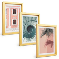 BILDER SET 3er Set - 20x30 cm Goldrahmen - Pastellfarbene Spiralarchitektur - Goldfarben, Kunststoff (20/30cm) - TULUP