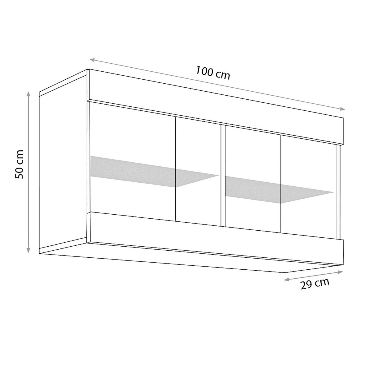 HÄNGEVITRINE TIVOLI HORIZONTAL 100, Schwarz, LED Mehrfarbige - Eiche Wotan/Schwarz, Glas/Holzwerkstoff (100/50/29.5cm) - Komodee