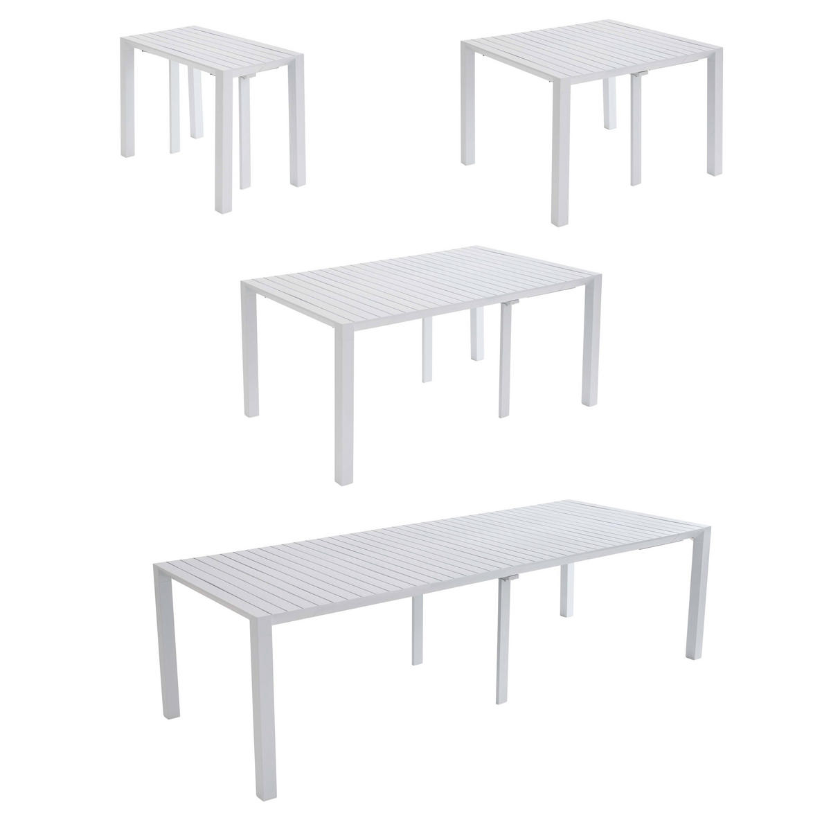 GARTENTISCH ausziehbar 52/260 cm, Weiß - Weiß, Metall (52/100/74cm) - Oviala