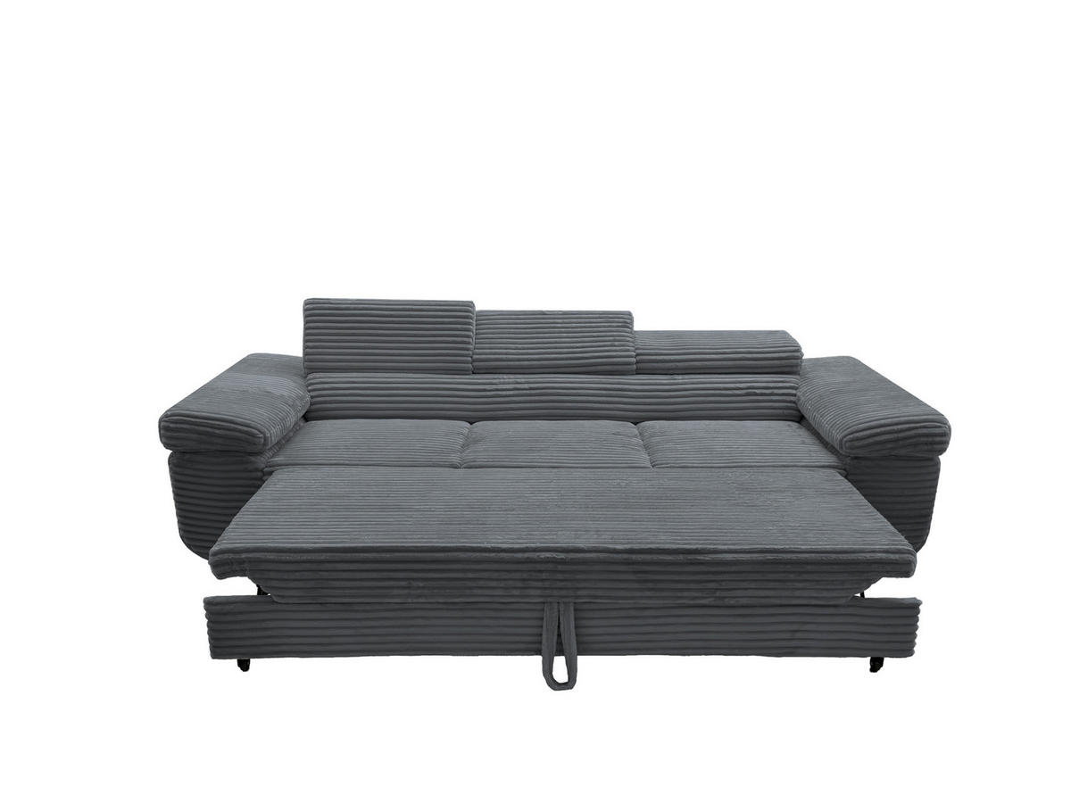 GUSTAW Sitzgarnitur 3+2+1, Schlafsofa 3-Sitzer, Cordbezug Anthrazit - Anthrazit, Textil (225/92/101cm) - KS Home Concept