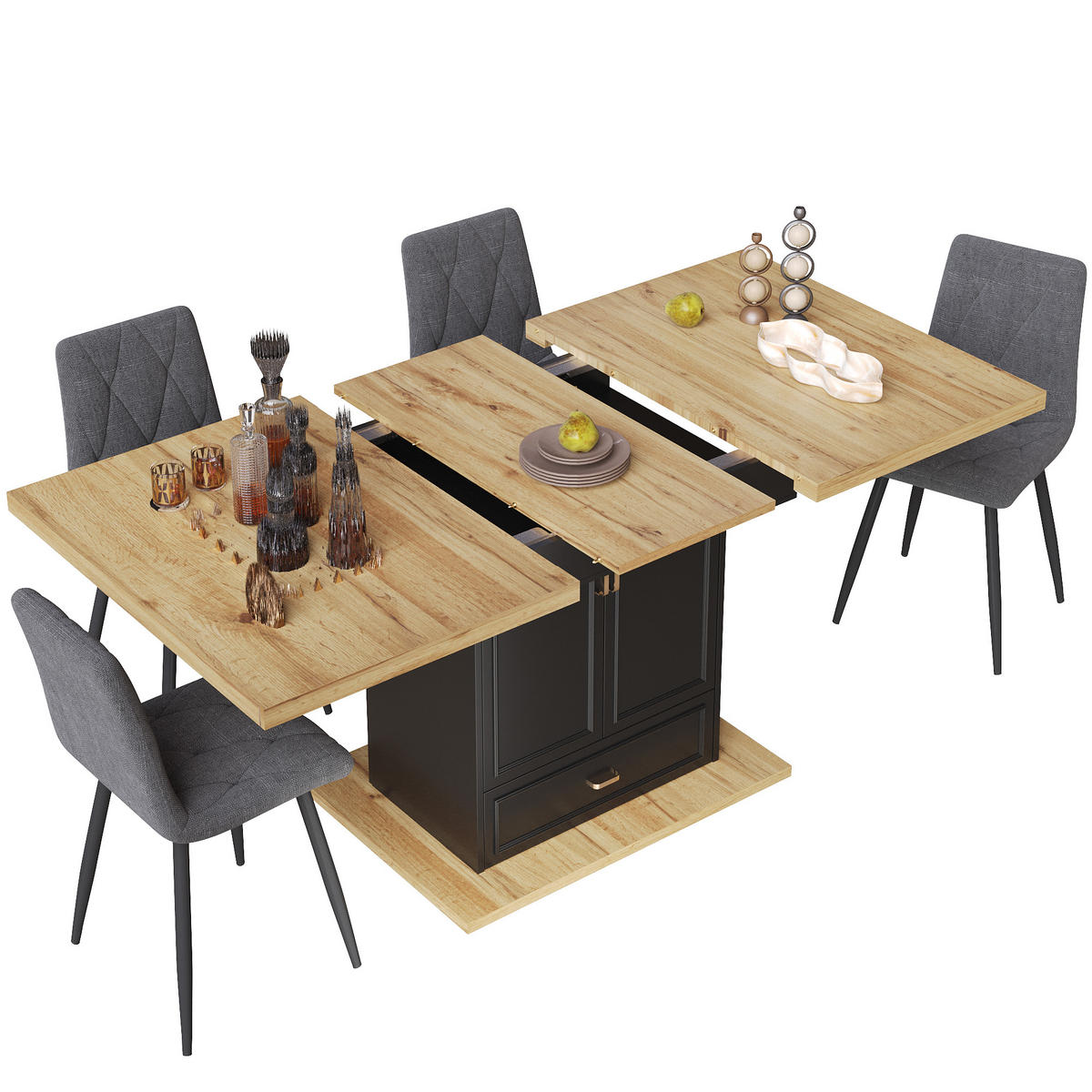 ESSTISCH Ausziehbar 110-140x80Cm Holz 6 Personen - Naturfarben, Metall (80/110/75cm) - FLIEKS