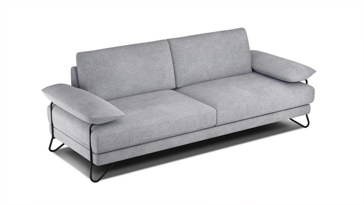 SOFA LORI 3-Sitzer, silberfarben - Silberfarben/Schwarz, Holzwerkstoff/Textil (245/87/96cm) - Courtois Laville