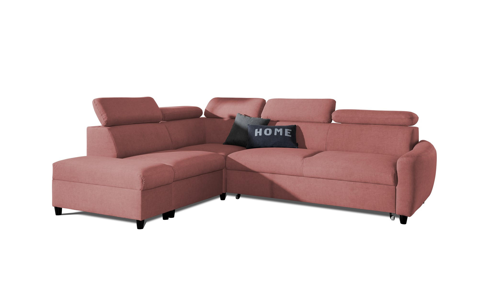 ECKSOFA Schlafsofa Anton In Esito - Rosa, Holzwerkstoff/Textil (265/205cm) - Fun Möbel