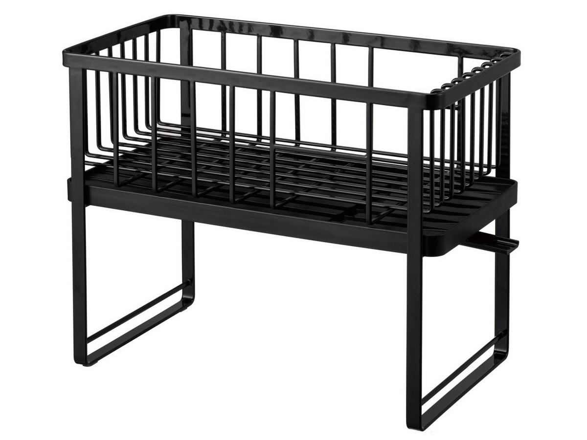 GESCHIRR-ABTROPFGESTELL Tower schwarz 41/33/22cm mit 2 Ebenen - Schwarz, Metall (22/33/41cm) - Yamazaki