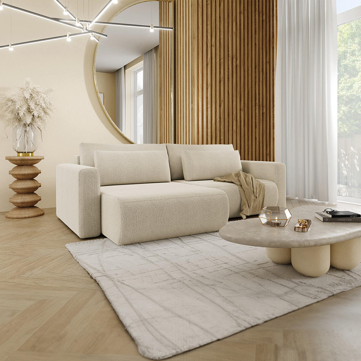 ECKSOFA Evy 3 Sitzplätze Beige - Beige, Holz (240/149cm) - Petits-meubles
