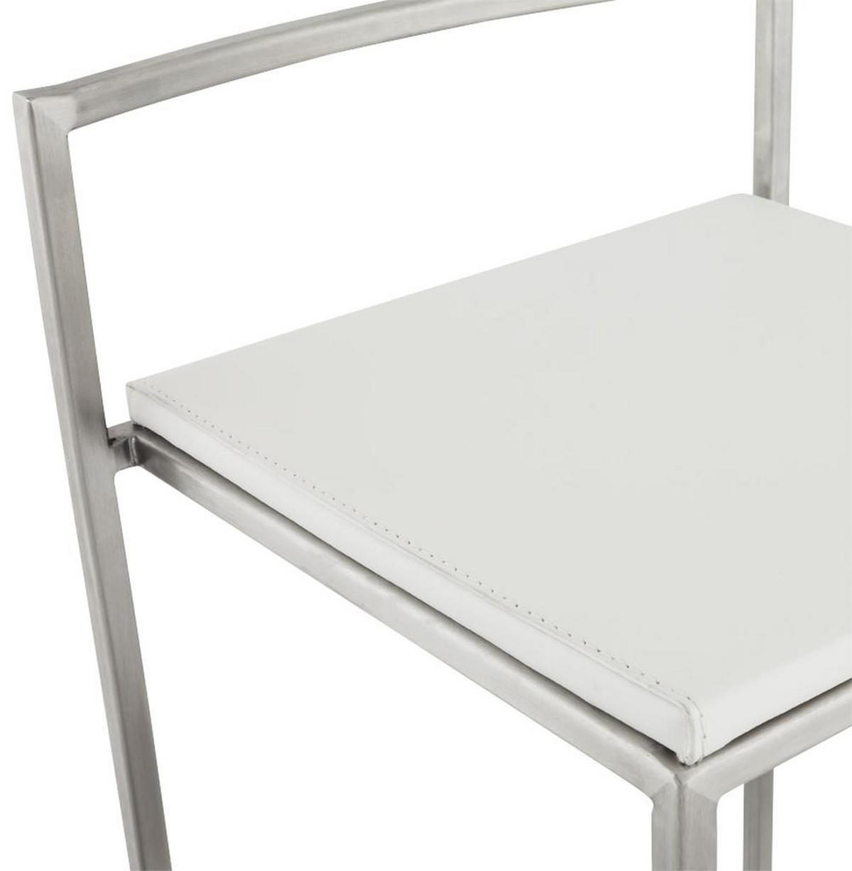 BARHOCKER Kunstleder Stahlrahmen Sitzhöhe 65cm Industrial LEXARIX MINI, Weiß 44x41x76,5 cm - Silberfarben/Weiß, Kunststoff/Textil (43/77/41cm) - KADIMA DESIGN