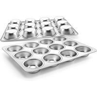 MUFFINBACKFORM 2er Set Edelstahl 12 Mulden 35 x 27 cm - Silberfarben, Metall (27/3/35cm)