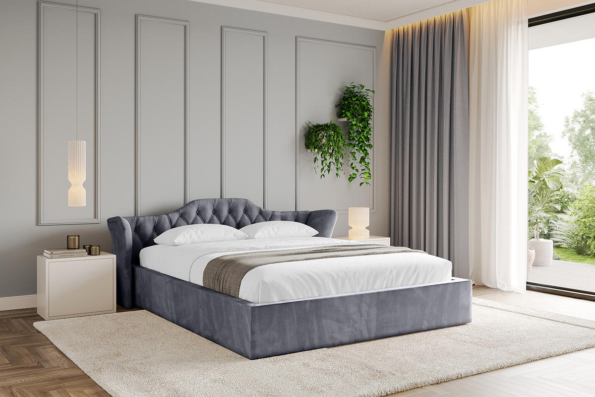 POLSTERBETT mit Bettkasten und Lattenrost, Boxbett ohne Matratze - ZORAN-V1 180x200 Dunkelgrau - Dunkelgrau, Holzwerkstoff/Textil (180/200cm) - ALTDECOR