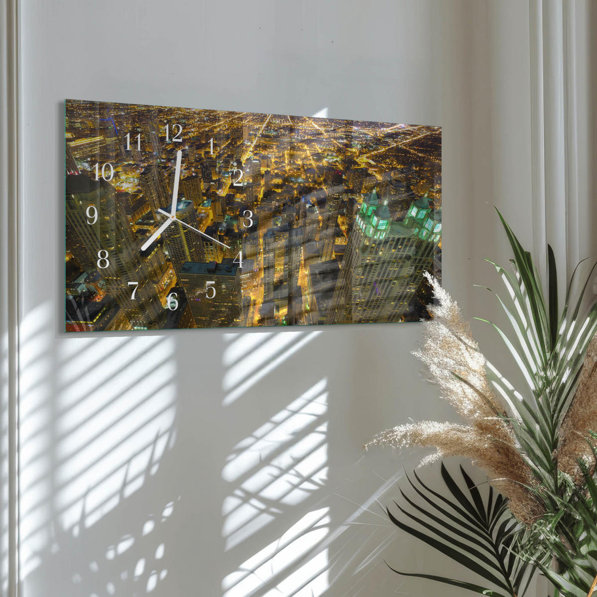 WANDUHR 60x30 cm - Abstrakte Kunst - Gelb, Glas (60/30/0.4cm) - TULUP