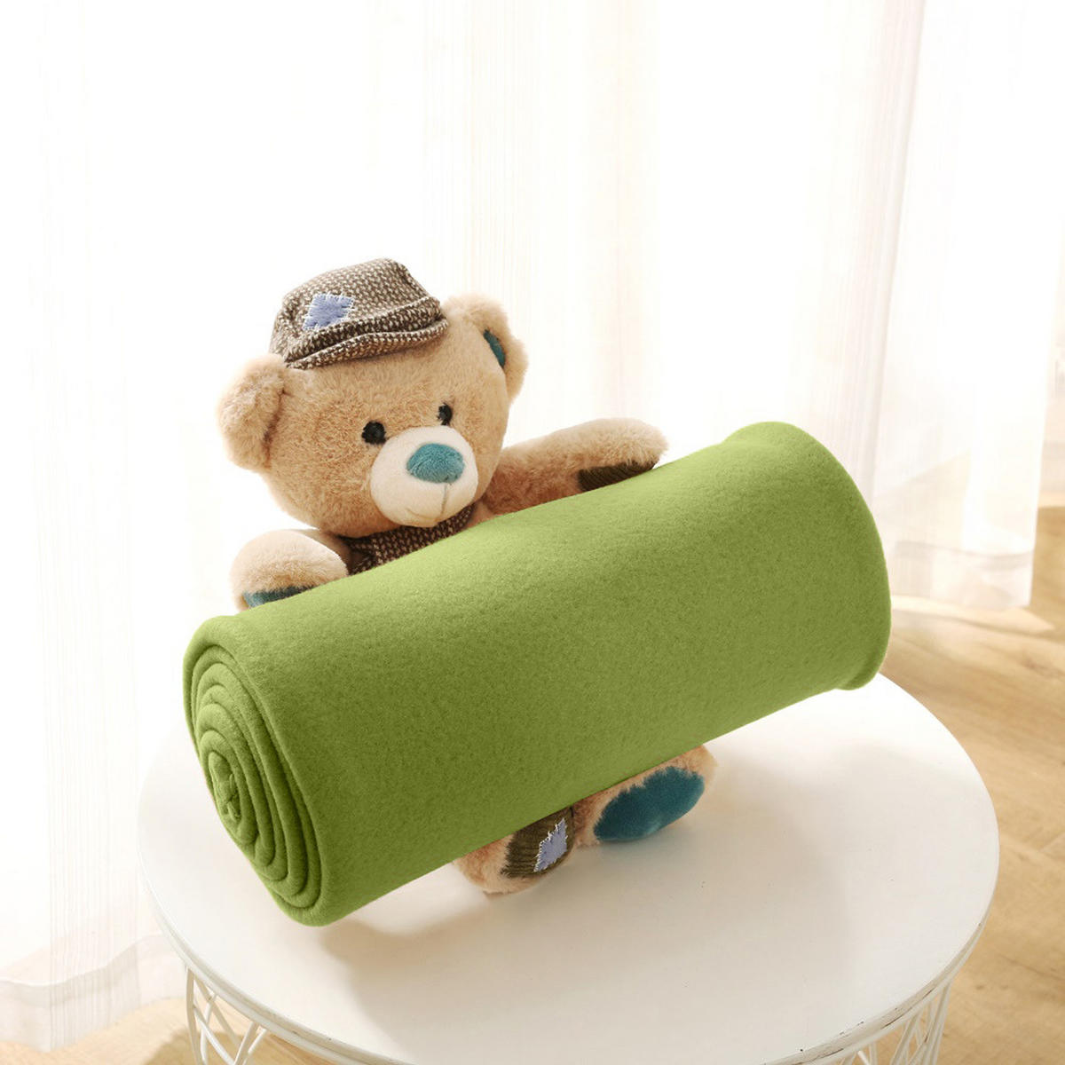 FLEECEDECKE 2er Set grün 130/160 cm Kettelrand Anti-Pilling - Grün, Textil (130/160cm) - wometo