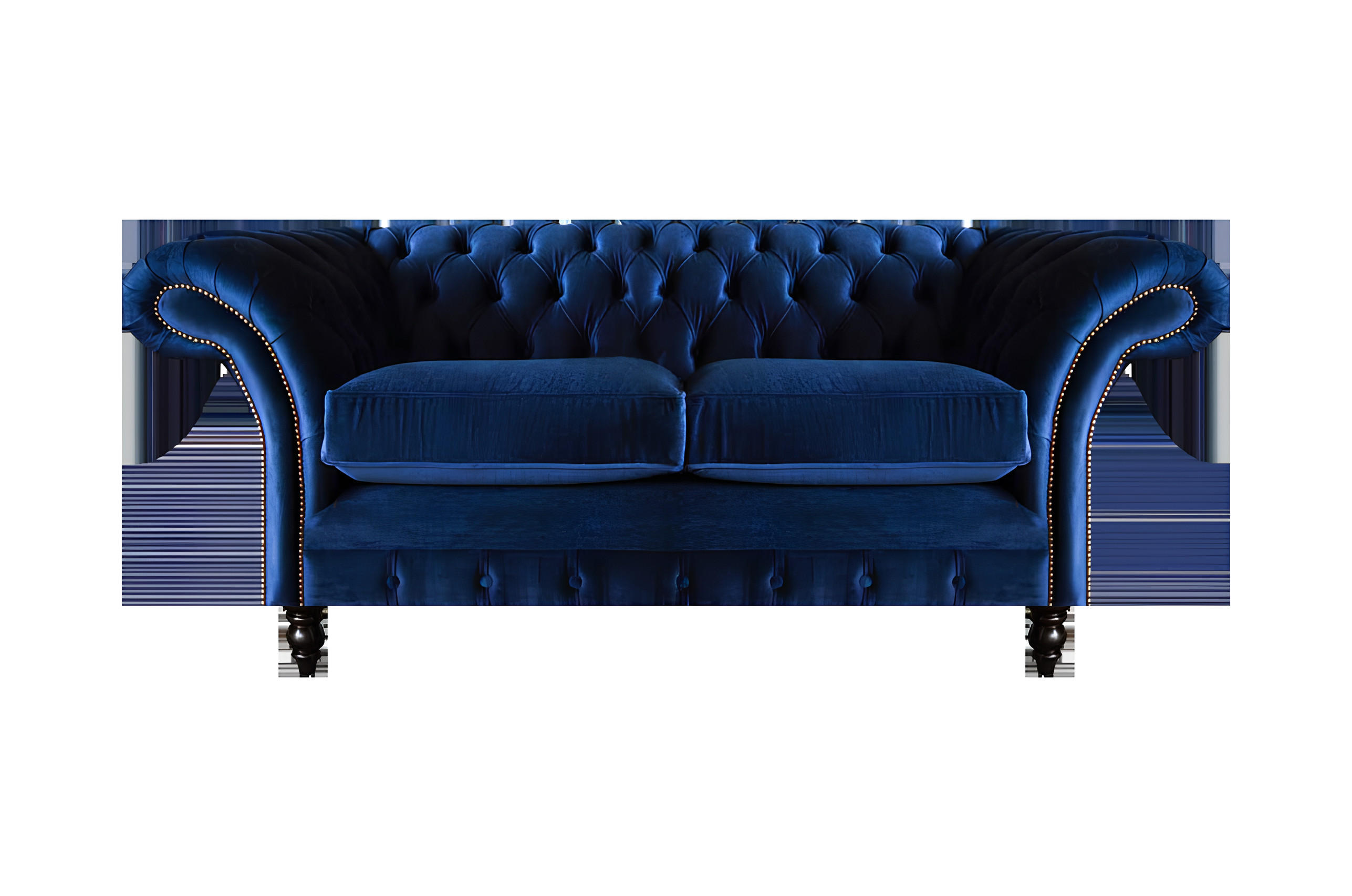 SOFA Blau Polyester 180x90x80 cm Chesterfield - Blau, Textil (90/80/180cm) - JVmoebel