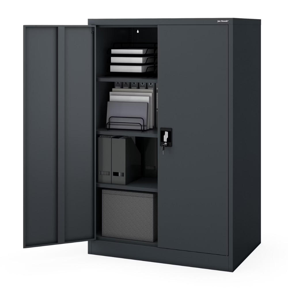 AKTENSCHRANK abschließbar KADO Flügeltüren 140x90x60cm Anthrazit - Anthrazit, Metall (90/140/60cm) - DELUKE