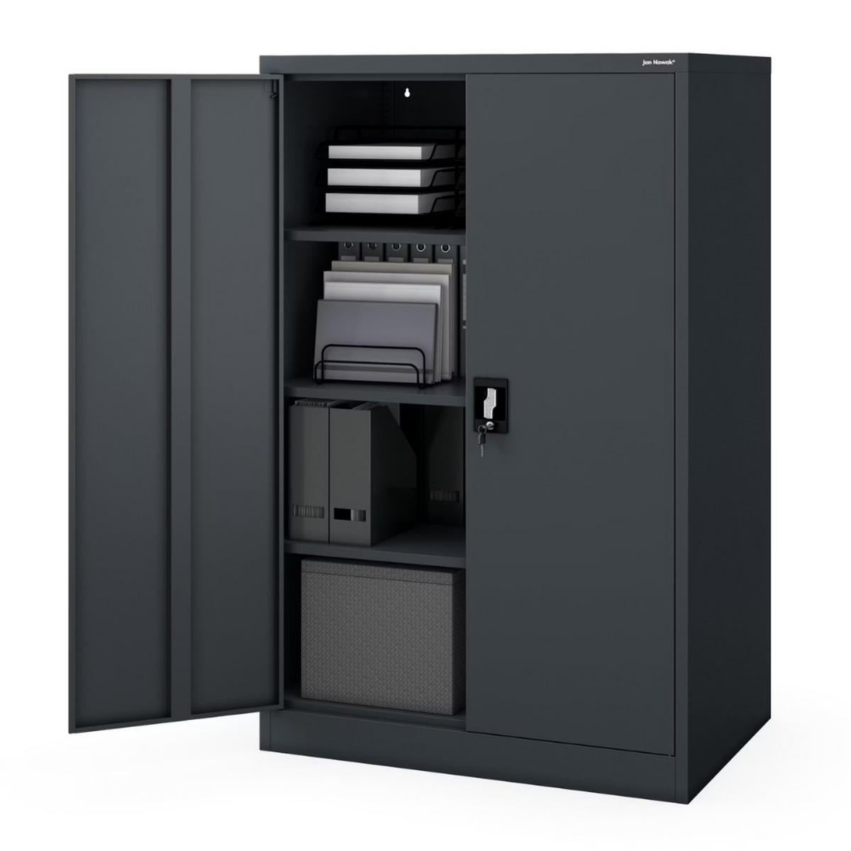 AKTENSCHRANK abschließbar KADO Flügeltüren 140x90x60cm Anthrazit - Anthrazit, Metall (90/140/60cm) - DELUKE