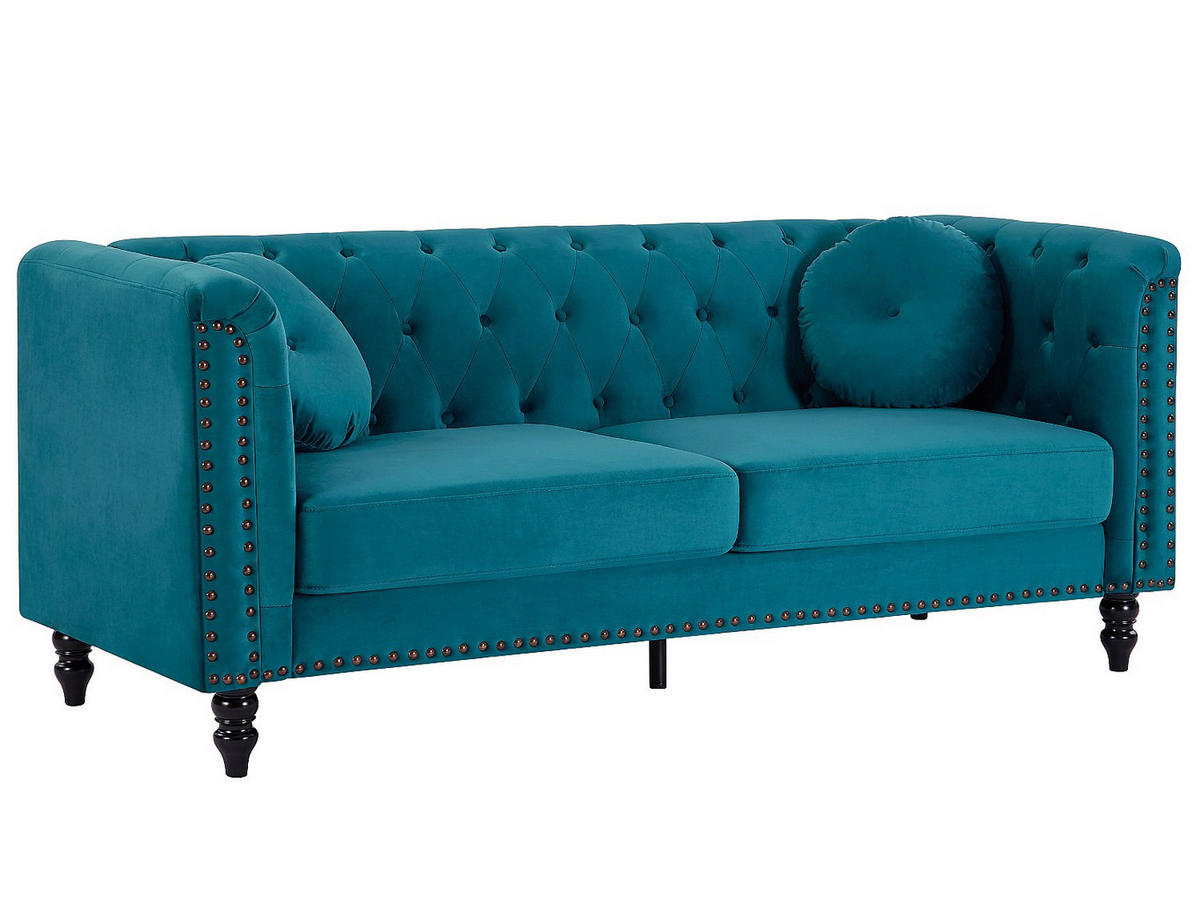 COUCHGARNITUR - 5 Personen - samt - blaugrün Turner - Grün, Textil (163/79/77cm) - Vente-Unique