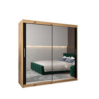 SCHWEBETÜRENSCHRANK 200/200/62 2-türig - Silberfarben/Schwarz, Holz/Kunststoff (200/200/62cm) - Abiks Möbel