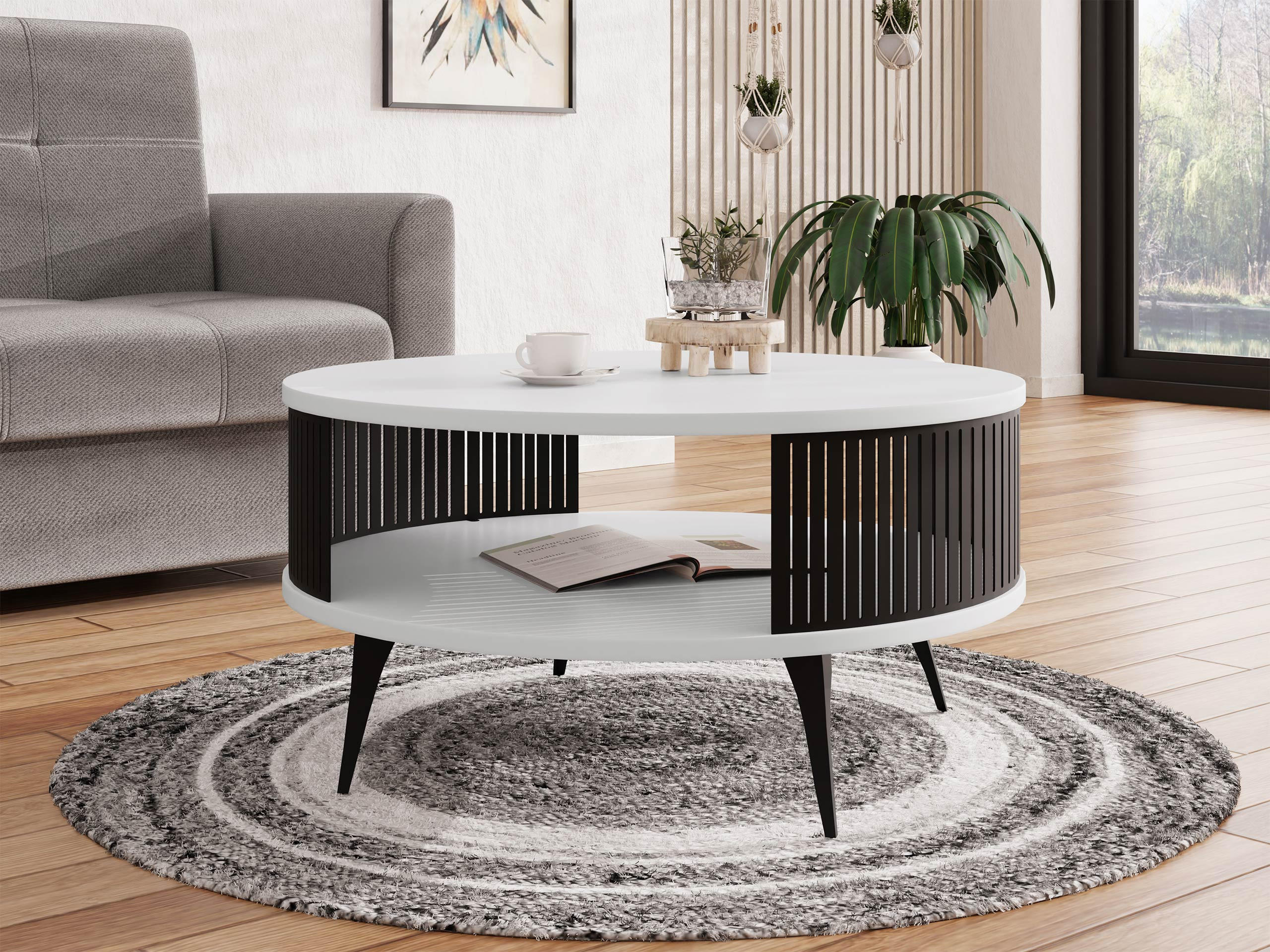 COUCHTISCH Roenni - Schwarz/Weiß, Holzwerkstoff/Metall (75/75/30cm) - MIRJAN24