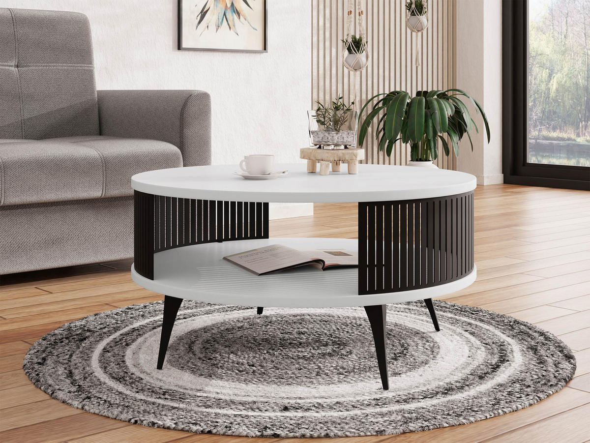 COUCHTISCH Roenni - Schwarz/Weiß, Holzwerkstoff/Metall (75/75/30cm) - MIRJAN24