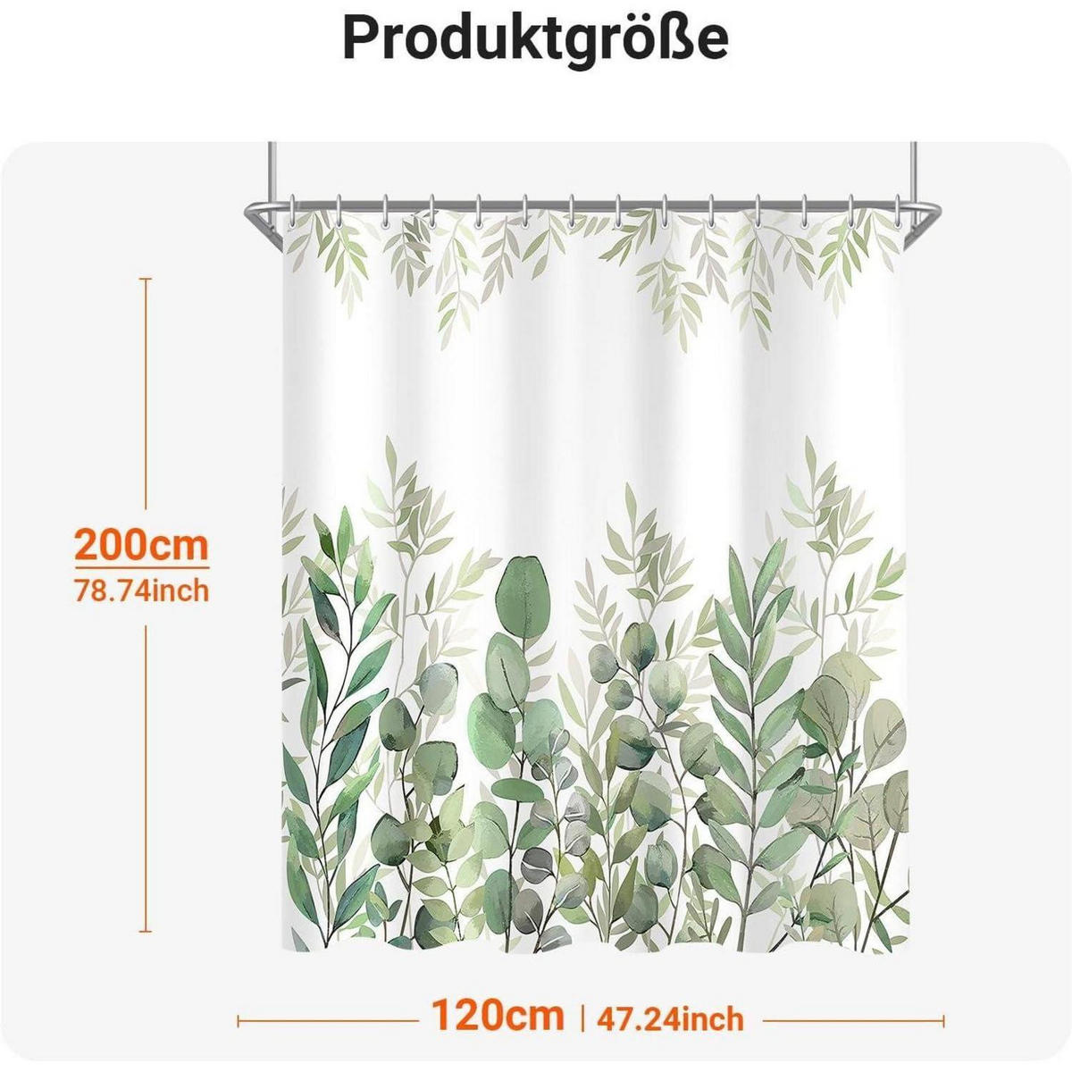 DUSCHVORHANG Blätter 120 x 200 cm Textil Grün - Grün, Textil (120/200cm)