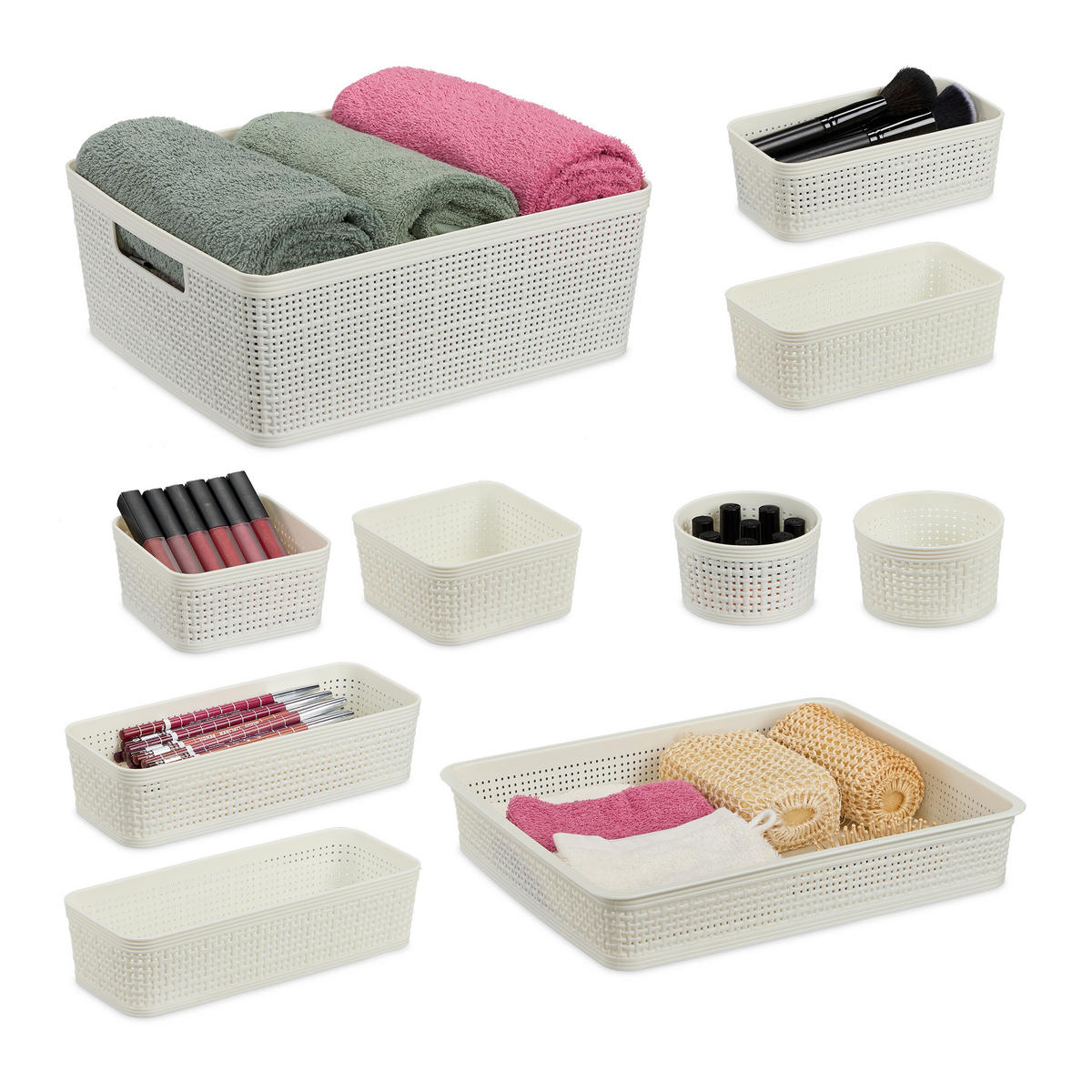 10-DIELNY zásuvkový organizér - biela, plast (35/13/28.5cm) - Relaxdays