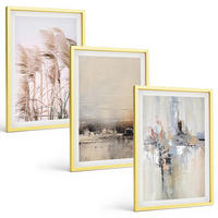 BILDER SET 3er Set - 40x60 cm Goldrahmen - Abstrakte Vegetationsmuster - Goldfarben, Kunststoff (40/60cm) - TULUP