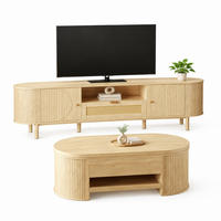 WOHNZIMMERMÖBEL-SET mit höhenverstellbarem Couchtisch und TV-Schrank Natural 2-tlg. - Braun, Holzwerkstoff (36/51/175.1cm) - Beauniv