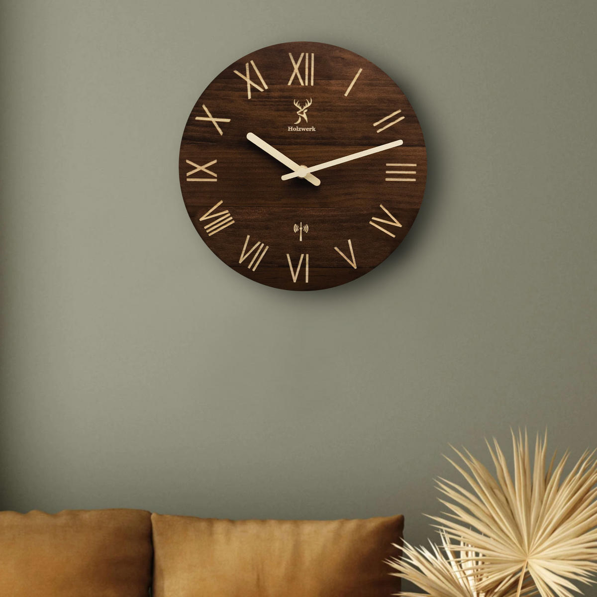 WANDUHR Holz Designer SCHWERIN (FUNK) Loft Wand Uhr, braun - Braun, Holz/Metall (25/25/2.2cm) - Holzwerk