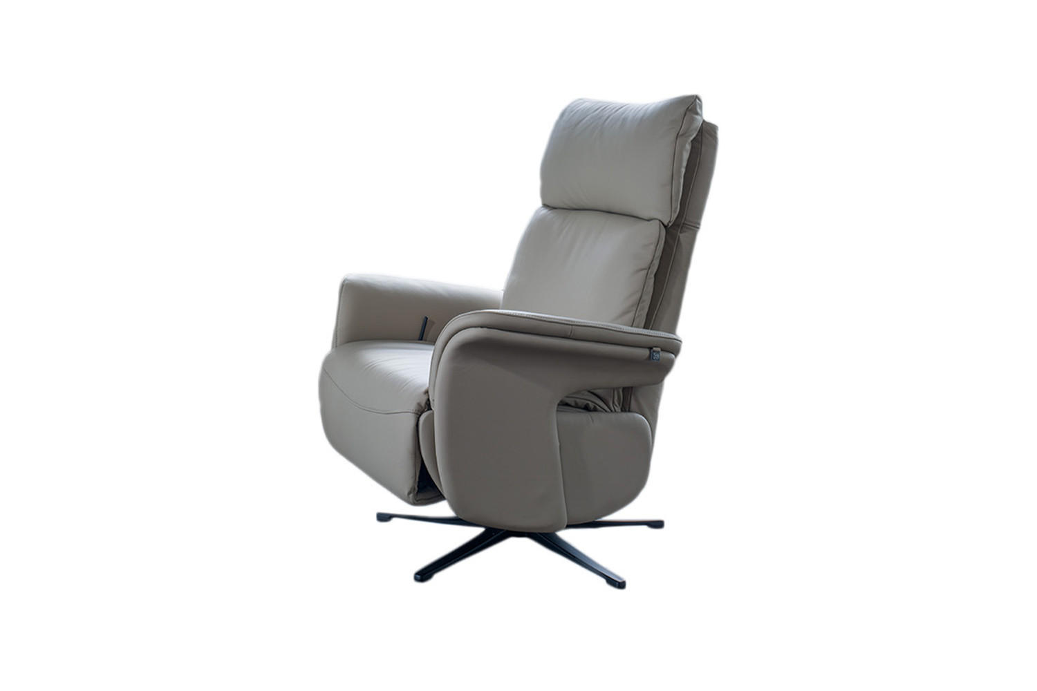 RELAXSESSEL NAMA Grau Leder Relaxfunktion - Schwarz/Grau, Leder/Metall (78/111/86cm) - KAWOLA