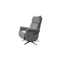 RELAXSESSEL NAMA Grau Leder Relaxfunktion - Schwarz/Grau, Leder/Metall (78/111/86cm) - KAWOLA