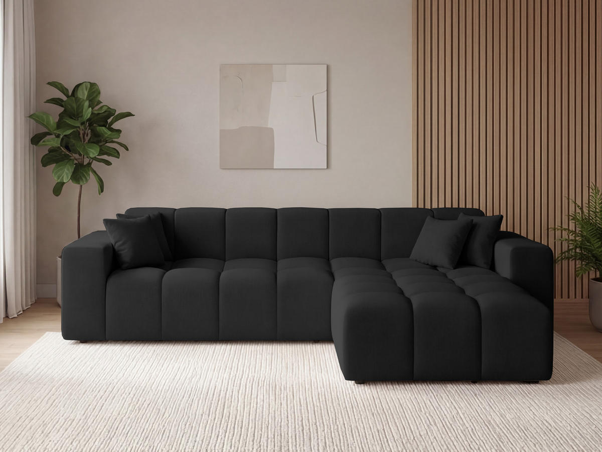 ECKSOFA Loopo Schwarz Rechts - Schwarz, Holz/Textil (265/180cm) - Graingold