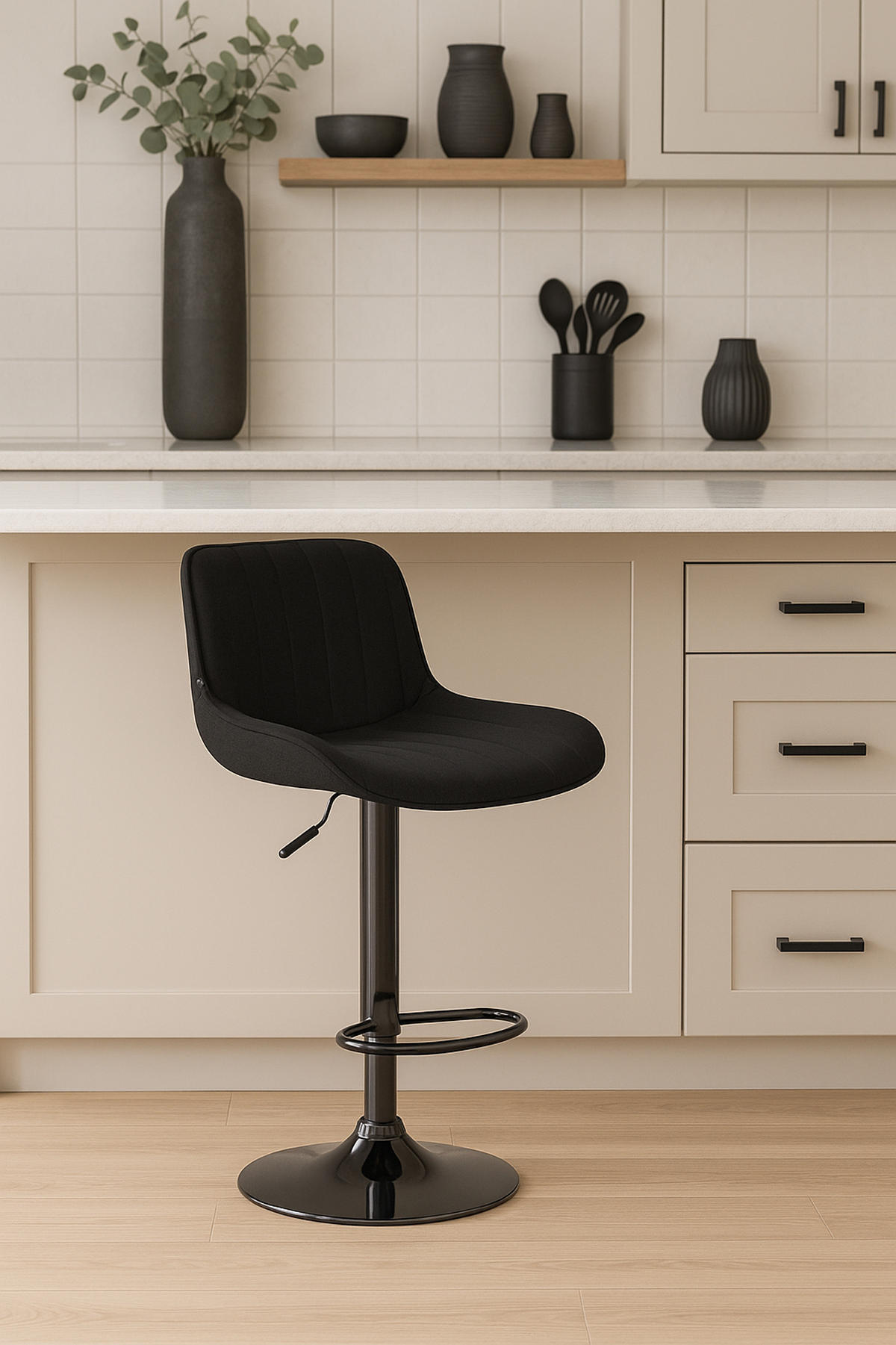 BARHOCKER 2er Set Lentos Stoff chrom schwarz - Chromfarben/Schwarz, Textil/Metall (50/108/50cm) - TPFLiving