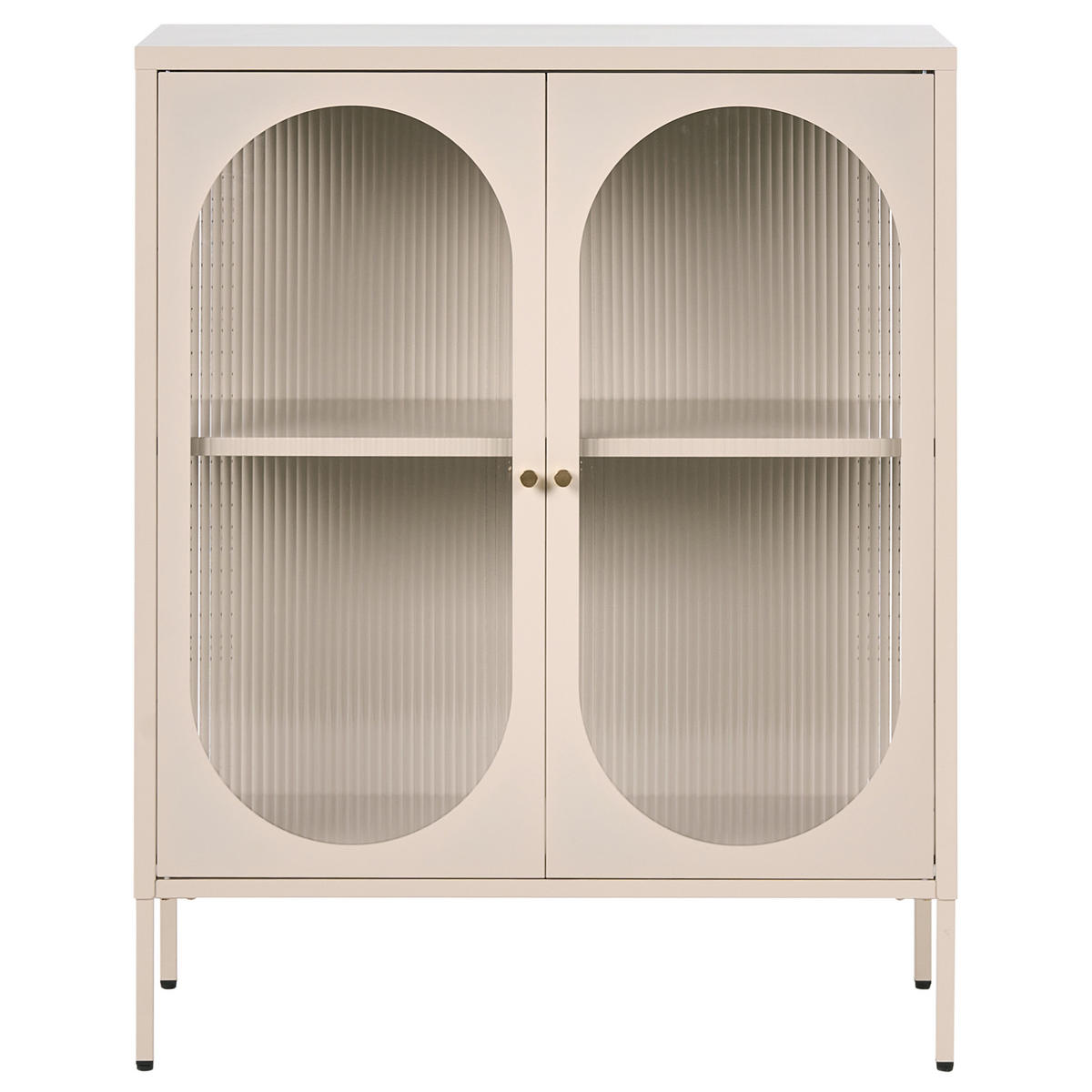 SIDEBOARD se skleněnými dveřmi Kov 90 cm Béžový Sarre - béžová, kov (90/111/35cm) - Beliani