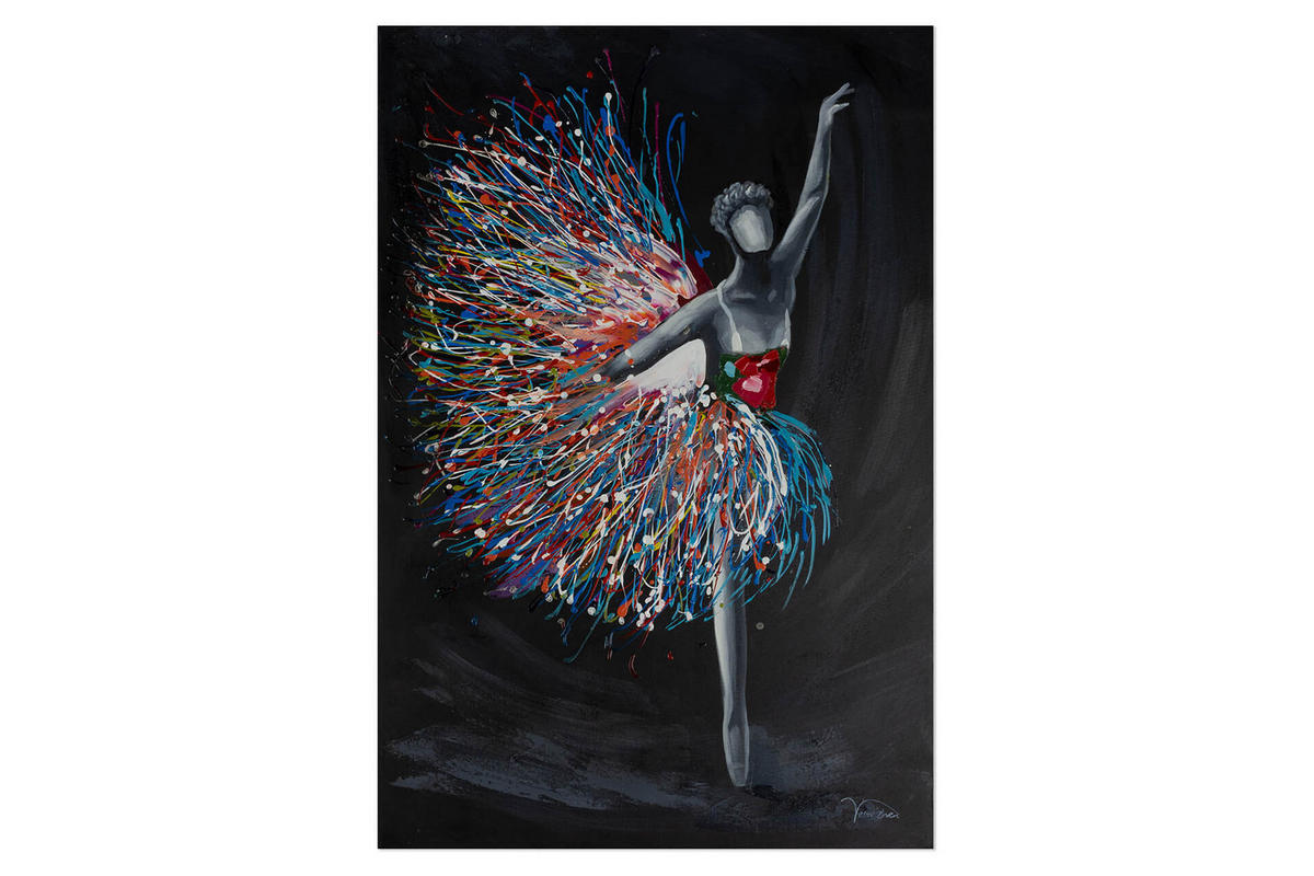RUČNE MAĽOVANÝ AKRYLOVÝ OBRAZ 60/90 cm, čierny, abstraktný dekoratívny motív - čierna, drevo/textil (60/90cm) - KUNSTLOFT
