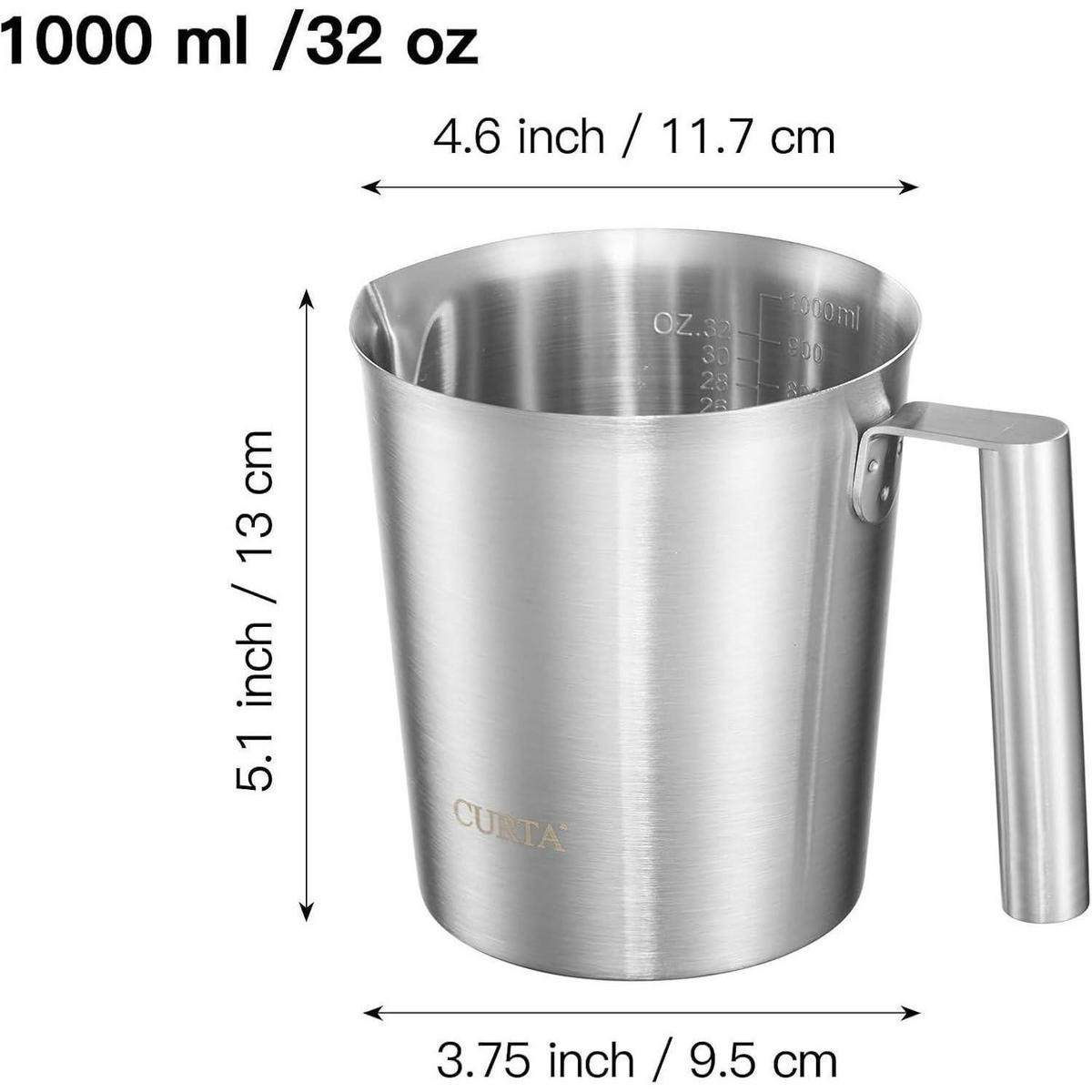 MESSBECHER Edelstahl 1000 ml - Silberfarben, Metall (1L)