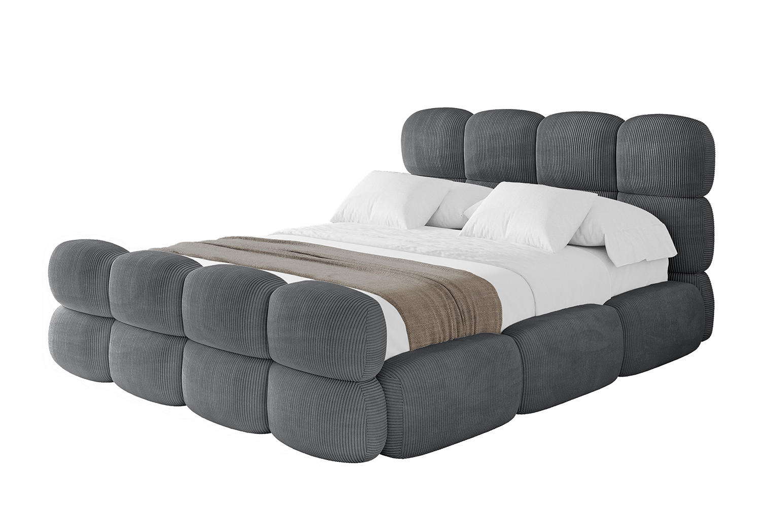 POLSTERBETT mit Bettkasten, Fußteil und Lattenrost, Boxbett ohne Matratze - NOMA-Z 180x200 Dunkelgrau - Anthrazit, Holzwerkstoff/Textil (180/200cm) - ALTDECOR