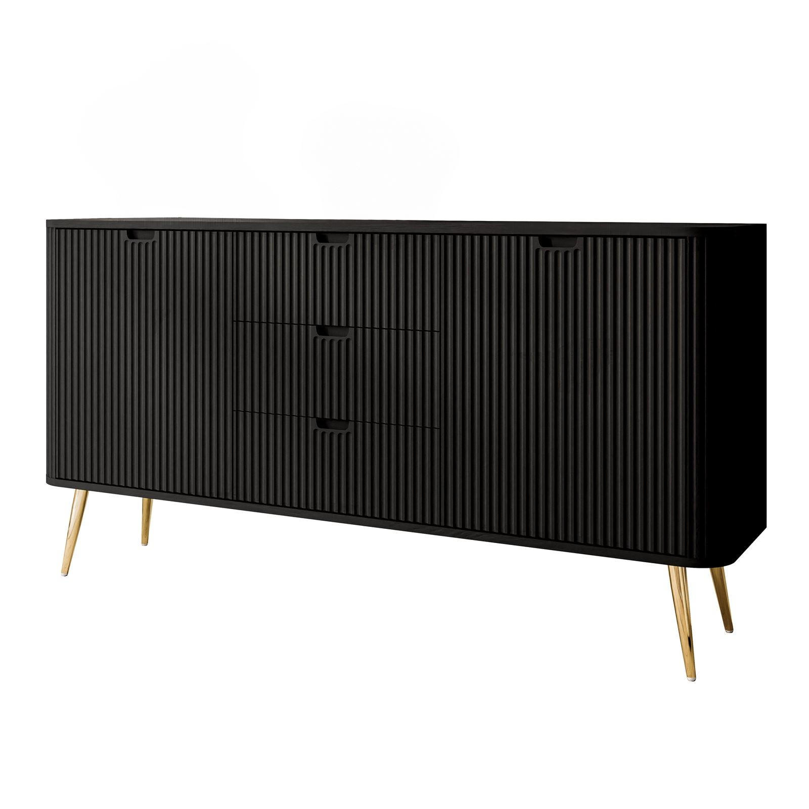 KOMMODE ZAIRA KSZ168 mit Schubladen Schwarz - Schwarz, Holzwerkstoff (168/87/39cm) - Lookway