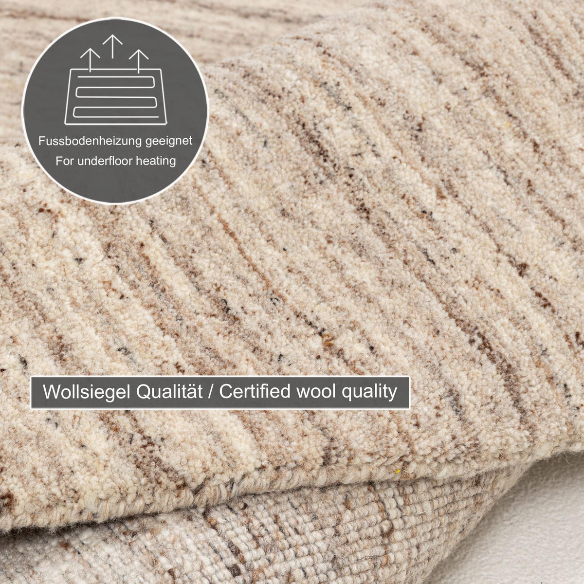 HANDWEBTEPPICH Pure 100x100 cm - Beige, Textil (100/100cm) - THEKO