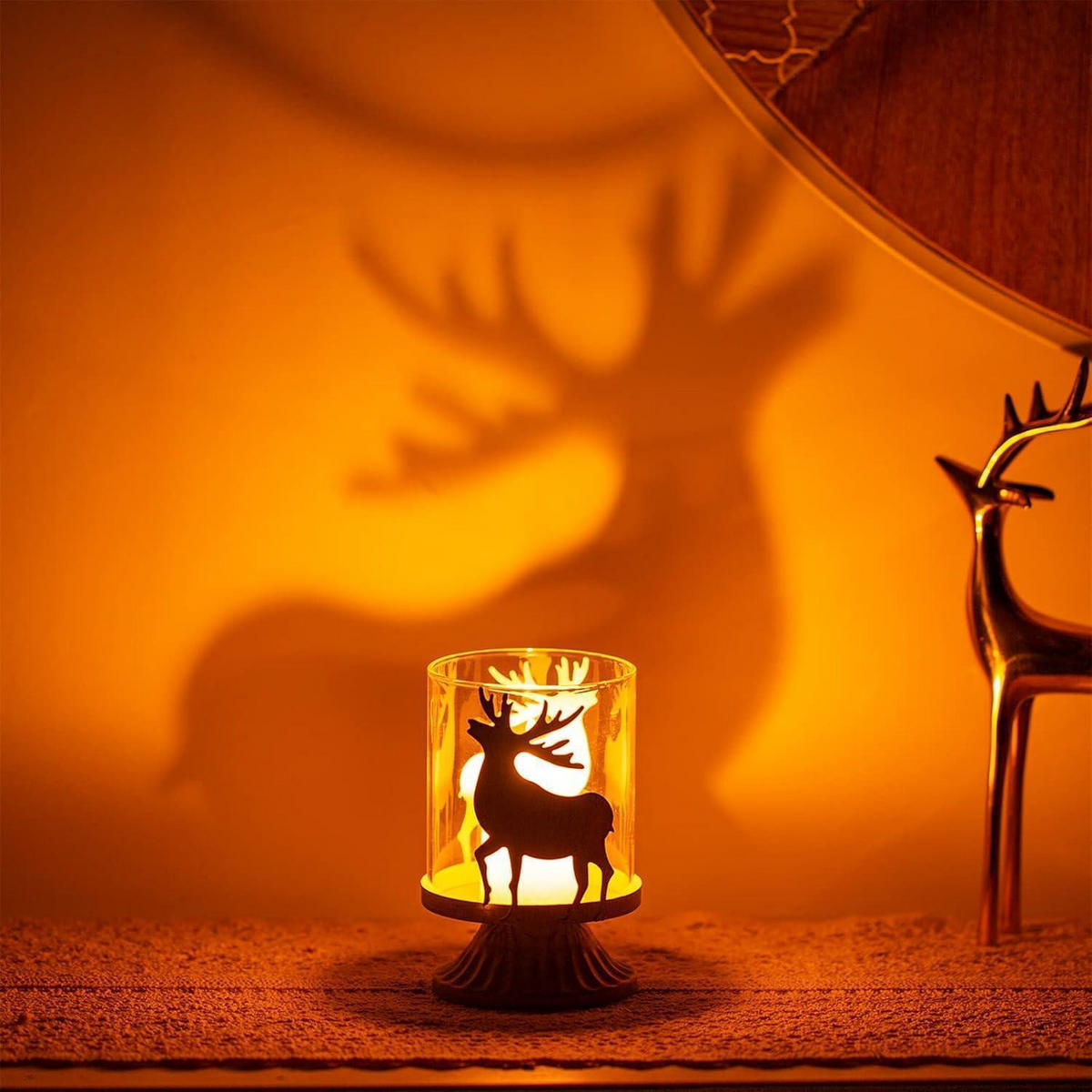 KERZENSTÄNDER 4er Set Hirsch Weiß - Weiß, Metall (8/12/8cm)