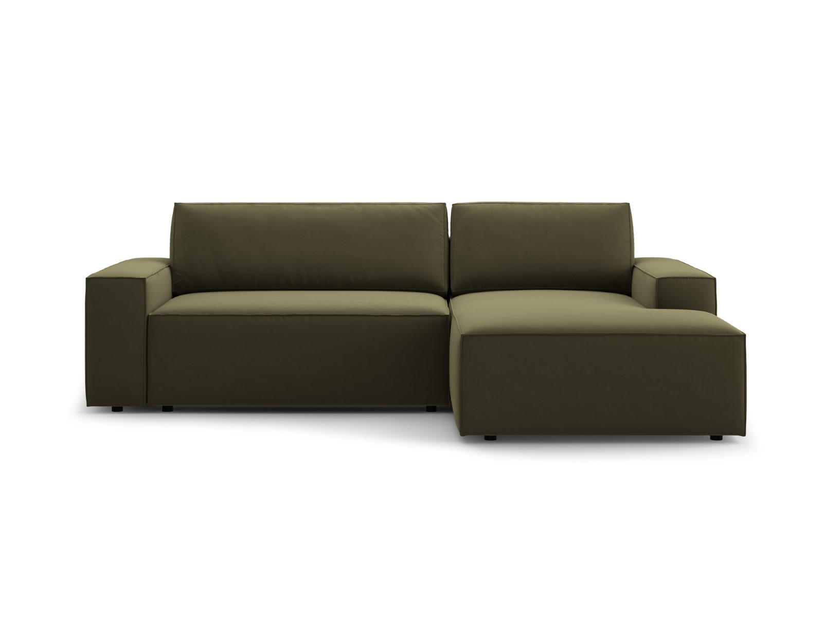 ECKSOFA ausklappbar rechts mit Container Jodie aus Samt grün 3 Sitzplätze - Grün, Textil (151/246cm) - Micadoni