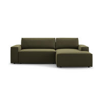 ECKSOFA ausklappbar rechts mit Container Jodie aus Samt grün 3 Sitzplätze - Grün, Textil (151/246cm) - Micadoni