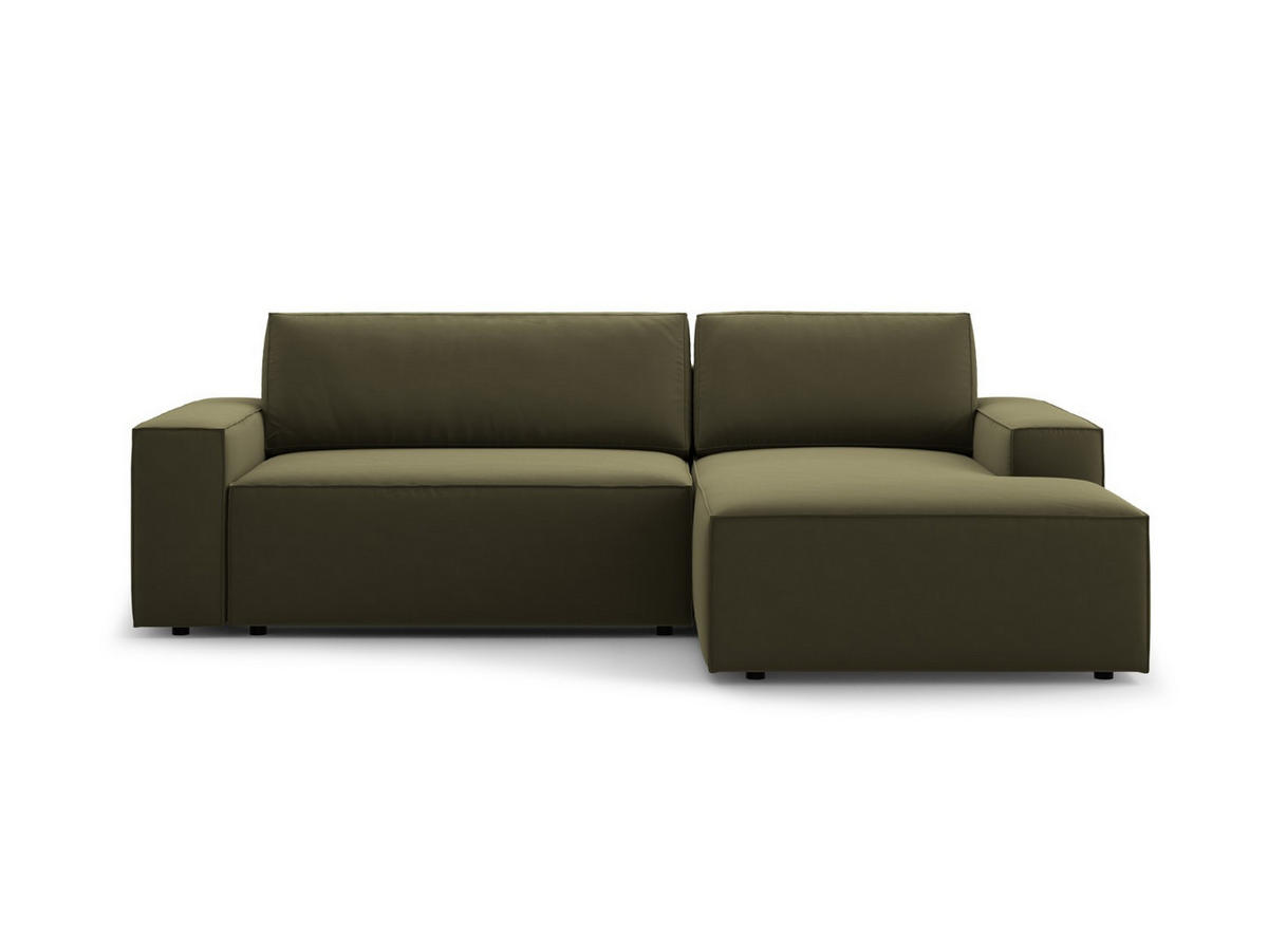 ECKSOFA ausklappbar rechts mit Container Jodie aus Samt grün 3 Sitzplätze - Grün, Textil (151/246cm) - Micadoni