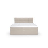 BOXSPRINGBETT Ruhe 180x200 – in hellgrau, Kaltschaum-Topper, großem Bettkasten - Hellgrau, Textil (180/200cm)