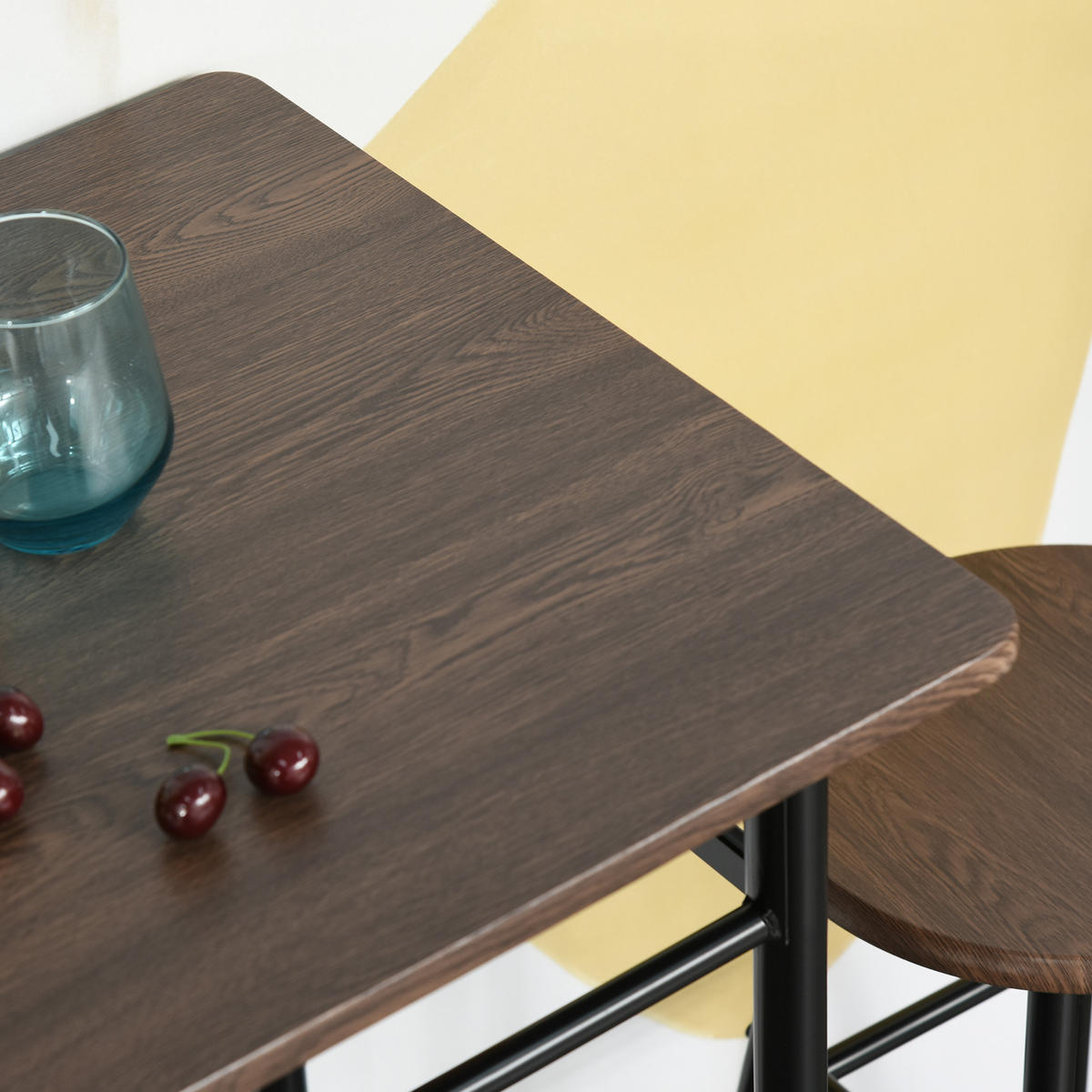 STEHTISCH-SET 2-teilig DE-14803 industriell mit Ablage Nussbaum/Schwarz - Braun, Holzwerkstoff (80/50/90cm) - ComfortXL
