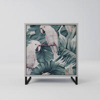 SIDEBOARD POPINJAY LOOK, Grau, 57,5x42x67,5 cm, Schwarze Metall-Rahmenfüße - Multicolor/Schwarz, Holzwerkstoff/Metall (57.5/67.5/42cm) - SpaceRebels