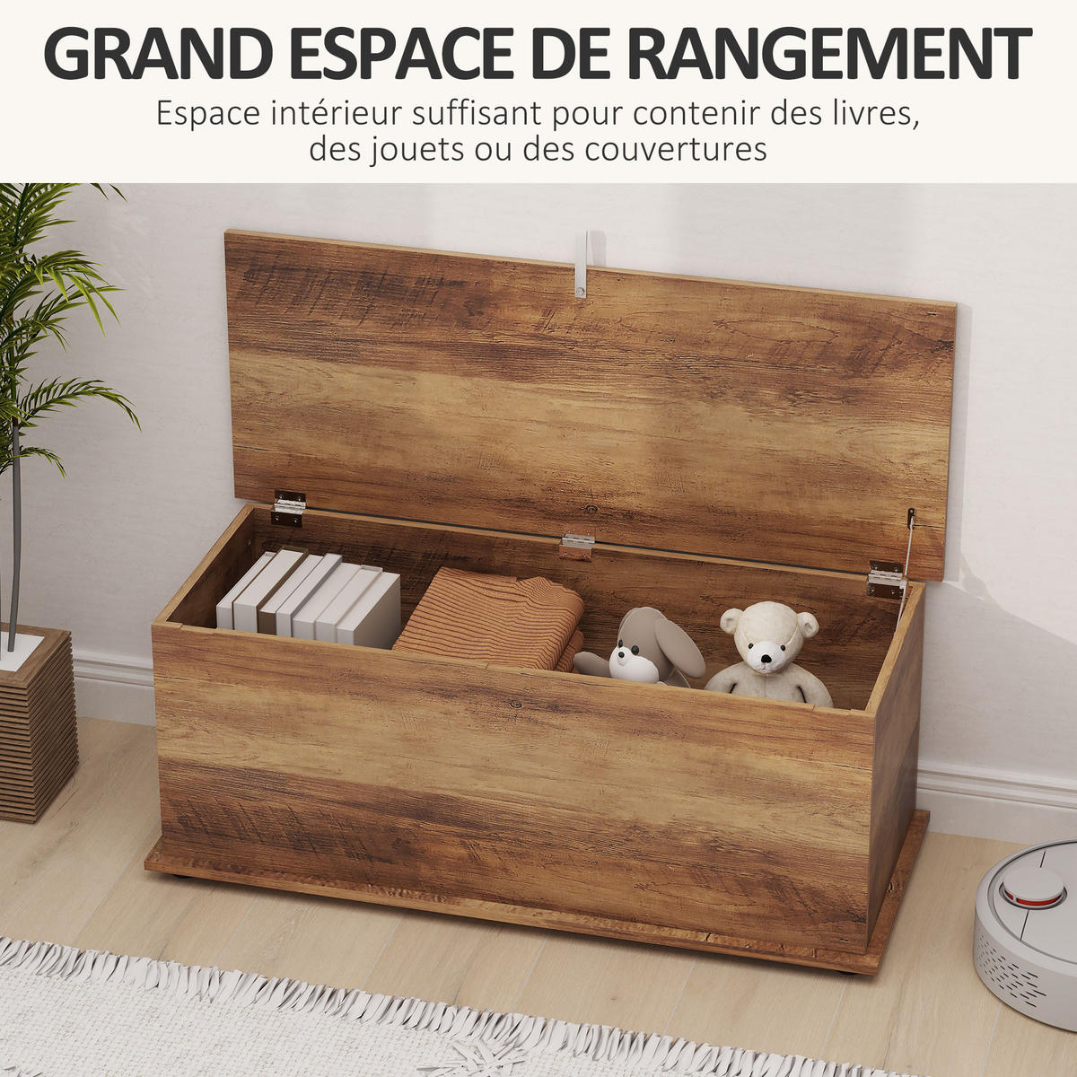 KISSENBOX DE-12479 mit klappdeckel 100/40/40 cm Braun - Braun, Holzwerkstoff (40/40/100cm) - ComfortXL