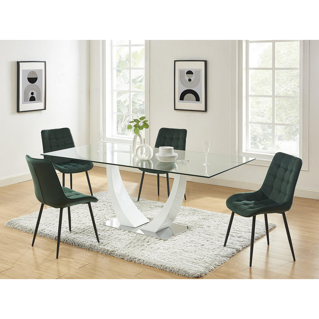 Thumbnail - Vente-Unique Stuhl, Grün, Textil, Uni, 49.5x87x60 cm, Esszimmer, Stühle, Esszimmerstühle