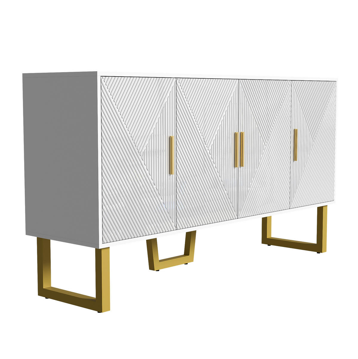 SIDEBOARD 4-türig 150 x 40 x 82 cm Weiß mit verstellbaren Regalböden - Weiß, Holzwerkstoff (150/82/40cm) - Meubliv