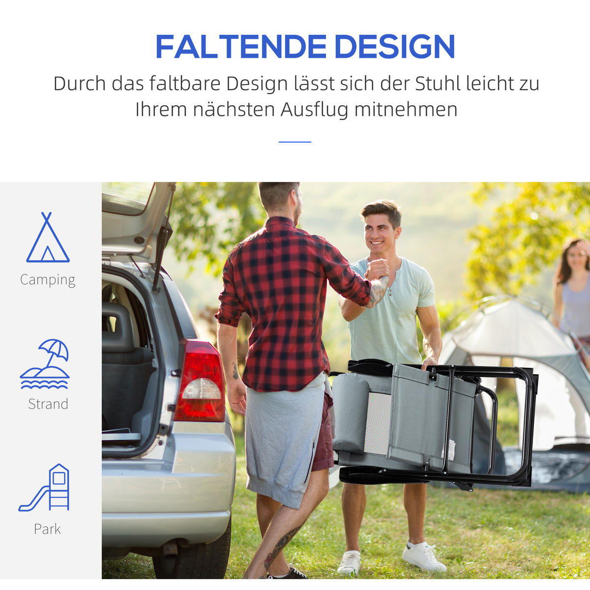 KLAPPSTUHL 2er-Set Grau 62.0/70.0/109.0 cm - Grau, Metall (70/109/62cm)