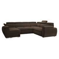 WOHNLANDSCHAFT Boston U, Seite: Links - LC+2P+R+2R - Chromfarben/Braun, Holz/Textil (325/98/260cm) - MIRJAN24
